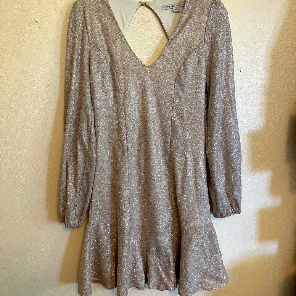 Dazzle in this Silver Glittery Mini Dress! ✨ Medium
